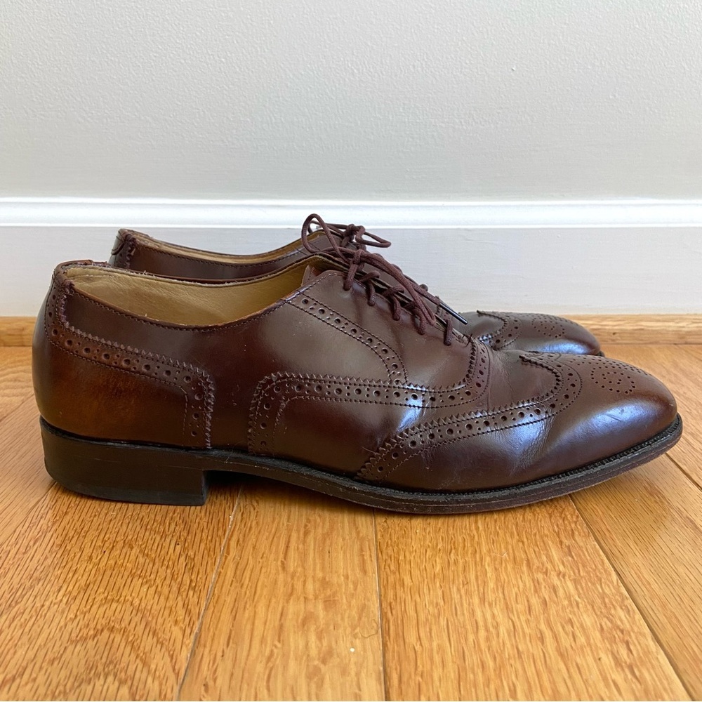Nettleton Wingtip Dress Shoes Mens 8 Brown Leather Oxfords Formal Preppy Career